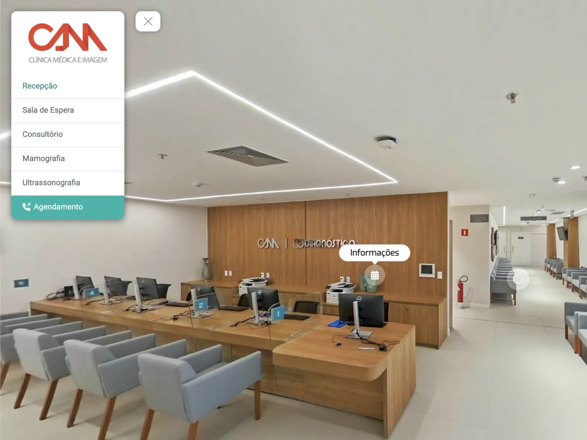 Tour Virtual PRO com identidade visual personalizada e menus interativos